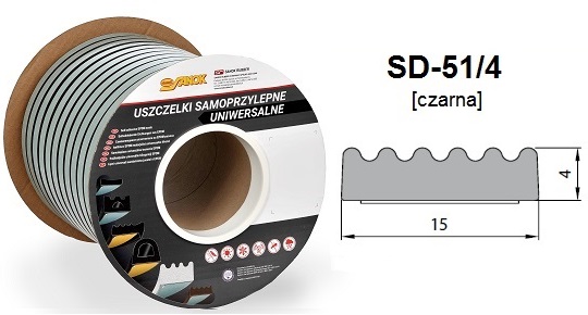 SD-51/4-0 <br>Uszczelka 15x4 mm czarna
