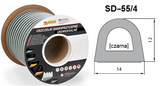 SD-55/4-0 <br>Uszczelka 14x12 mm czarna