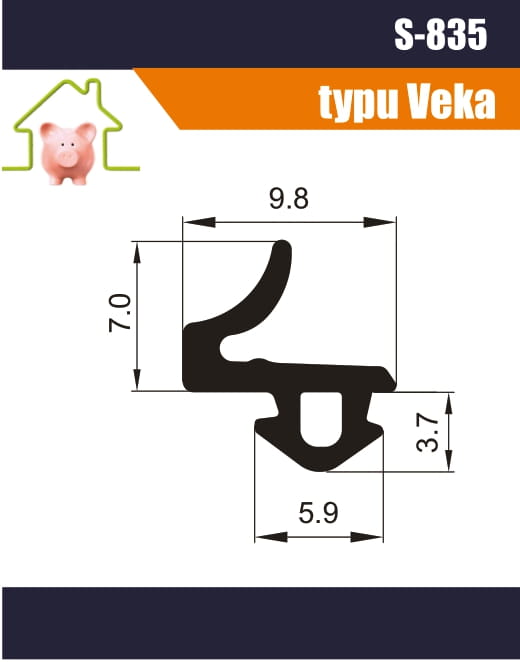 S-835 Uszczelka oporowa pasująca do systemu VEKA